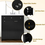 ZNTS 30-Inch Black Bathroom Vanity with Ceramic Sink Combo, Abundant Storage Cabinet - 2 Soft-close Doors WF532032AAB