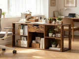 Cube Bookcase with Storage Drawer, Engineered Wood Open Cubby Organizer, 330 LBS Total Capacity 95985177