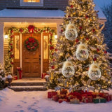 4 PCS Set 4.7" Glass Christmas Ball Ornaments Holiday Hanging Tree Decorations for Party Tree Decor 07042069