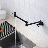 Pot Filler Faucet Wall Mount,with Double Joint Swing Arms Matte Black JYC33651MB