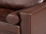 Mirod Mid-Century Modern PU Leather 3-Seat Sofa, Tufted Design, Solid Wood Legs, 2 Bolster Pillows, N760P285734D