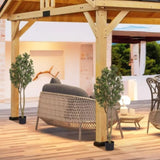 Large artificial curved branches of green plants simulate courtyard garden door W2945P278480