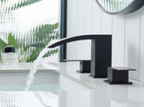 Bathroom Stainless Steel Faucets for Sink 3 Hole Matte Black 8 inch Widespread Bathroom Sink Faucet W1932P353511