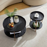 2-Piece Modern 2 tier Round Coffee Table Set for Living Room,Easy Assembly Nesting Coffee Tables, W2582P167726