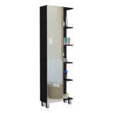 Urano Mirror Linen Cabinet, Four Interior Shelves, Five External Shelves -Black B20091992