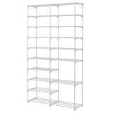 ZNTS FCH double row 10 layers non-woven shoe rack iron pipe + PP pad + plastic 85.7*29.8*158cm white 49748415