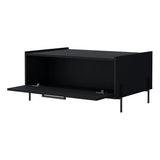 ZNTS Black Coffee Table with Flip-Down Door B062P252207