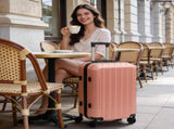 ABS Trolley Case 20in 24in 28in 3PCS Suitcase Set Vertical Striped Frosted Case Suitcase Rose Gold 30183418