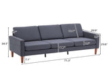 180*76*85cm Linen Solid Wood Legs Second Generation Three Seats Without Chaise Concubine Solid Wood 32817875