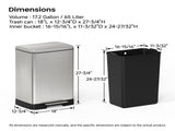 Brushed Nickel 17 Gallons Pedal Trash Can with Soft Close Lid, Removable Inner Bucket & Detachable 16744365