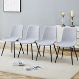 Comfortable Linen-Cotton Dining Chair Set - Four Pieces in Light Gray.Integrated Seat and W1151P230557