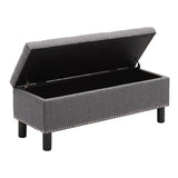 Storage Ottoman Bench Wood Legs, Upholstered Bedroom Bench Button-Tufted, Storage Bench T3593P335743