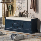 ZNTS Storage Bench with 2 Drawers and 2 Cabinets, Shoe Bench with Removable Cushion for Living Room, 85506854