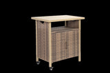 Outdoor Wicker Bar Cart, Patio Wine Serving Cart w/Wheels , Rolling Rattan Beverage Bar Counter W640P253282
