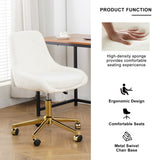 Modern teddy fleece fabric with gold legs living room furniture dining chair, soft and comfortable, W210127514