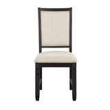 ZNTS Beautiful Black Finish Wooden Side 2pcs Set Beige Color Textured Fabric Upholstered Dining B01155795