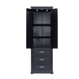 Tall Storage Cabinet with Three Drawers for Bathroom/Office, Black WF299282AAB