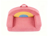 Kids Armchair Toddler Reading Sofa, Full Compression, Teddy Velvet Cute Red Rainbow Shape Kids Sofa 70138544