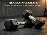 2 X 15lbs Hex Dumbbell Set for Home Gym Workout Rubber Weights with Non-Slip Handles Anti-Roll 92492418