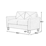 Fashionable living room sofa with double seats, black fabric W1927113235
