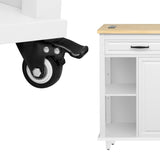 K&K 47 inch Kitchen Island with Extendable Dining Table, Rubber Wood Veneer Kitchen Table with N707P215327W