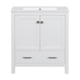 ZNTS 30" White Bathroom Vanity Single Sink, Combo Cabinet Undermount Sink, Bathroom Storage Cabinet WF324043AAK