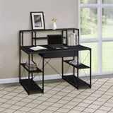 Black Office Desk with Open Shelves and Hutch B062P184528