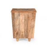End Table Recycled Wood Nightstand, Side Table with 3 Drawers, Vintage Natural Bedside Table for N779P221145N