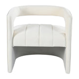 Modern Velvet Accent Chair with Ribbed Detail, Luxury Curved Fully Upholstered Accent Chair, Ivory N765P186032W