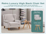 Coffee Table & Armchair Set,Vintage Luxury Style, a high-back comfortable reading chair & a 08347935