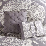 7 Piece Cotton Printed Comforter Set Grey King B03597028