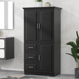 ZNTS Tall and Wide Storage Cabinet with Doors for Bathroom/Office, Three Drawers, Black WF299285AAB