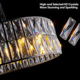Modern Crystal Drum Chandelier, 6-Light Pendant Lighting Fixture with Black Metal Frame for Living W1340P189445