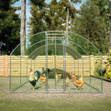 ZNTS 26'x9'x6'Large Metal Chicken Coop,Walk-in Poultry Cage,Chicken Run with Waterproof Cover,Outdoor 97259281