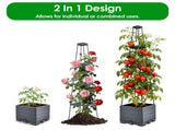 4 Adjustable Height Self-Watering Raised Planter Box with Trellis, Built-in 2L Water Reservoir PP 60198238