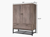 MDF & Particleboard Triamine Veneer 2 Doors 1 Pump Wooden Wardrobe Grey 44264326