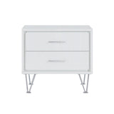 2 Drawers Nightstand with Metal Legs, White B016P253805