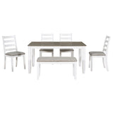 Rustic Style 6-Piece Dining Room Table Set with 4 Upholstered Chairs & a Bench 40118029