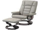 Faux Leather Reclining Chair, Tufted Back & Wood Frame, Manual Recliner, Gray 11930675