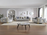 Contessa Modern Fabric Loveseat with Gold Metal Arm Detailing in Gray B009P466433