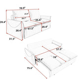 70.9" Pull Out Sofa Bed, 3-Seat Convertible Sleeper Sofa with 2-in-1 Pillow and Blanket W1885P263555
