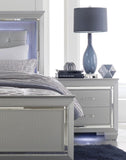 Glamourous Silver Finish 1pc Nightstand 2x Dovetail Drawers Faux Alligator Embossed Fronts Bedroom B01151368