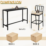 3 Piece Outdoor Patio Bar Set, 55" Rectangular Pub Height High Top Bar Table with 2 Cushioned Bar 97176275