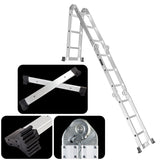 Practical 12-Step Joints Aluminum Folding Ladder Silver 63828258