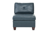 Contemporary Genuine Leather 1pc Armless Chair Ink Blue Color Tufted Seat Living Room Furniture B01151379