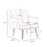 ZNTS cream white velvet armchair with metal legs W58852198