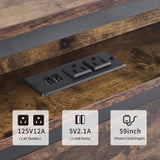 Queen Size Bed Frame, Storage Headboard with LED light, Charging Station, Solid and Stable, Noise W1903P151337