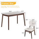 ZNTS Rubber wood soft bag deep walnut dining table and chair set 1 table 4 chairs beige cushion 57935654