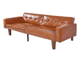 Modern PU Leather Futon Sofa with Tufted Backrest, Adjustable Reclining Couch with Wood & Metal 36536847