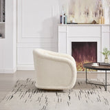 Swivel Accent Chair, 360-degree Barrel Chair with Teddy Upholstery, Comfy Pumpkin-Shaped W3244P288825